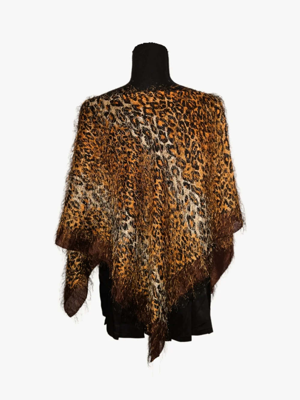 Y2k XOXO Fuzzy Leopard Print Poncho in Brown and Tan!
